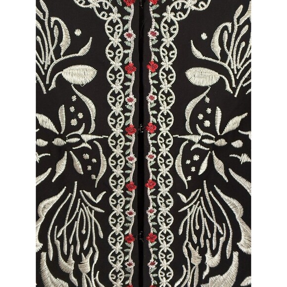 BCBG Maxazria Embroidered Cropped Blazer Jacket Size 4 Black White Red - Picture 11 of 13